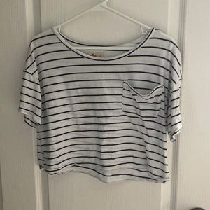 S cropped striped white tee from Hollister